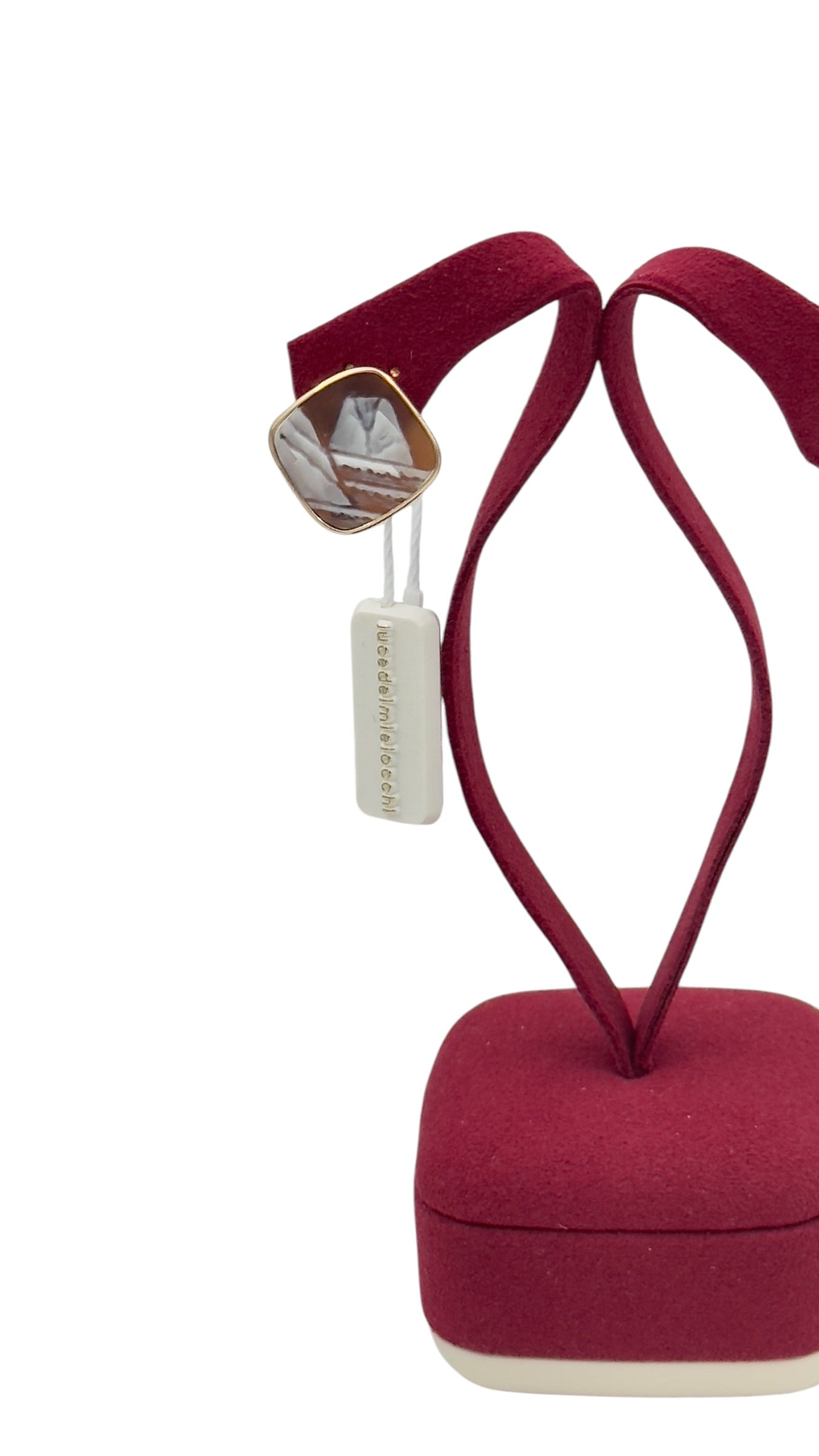 LUCEDEIMIEIOCCHI Monorecchino quadrato cammeo naturale in argento dorato e faraglioni di Capri - LDMO 804 OR