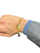 Bracciale a due fili in bronzo dorato e pietre blu - LE FATE BR 005