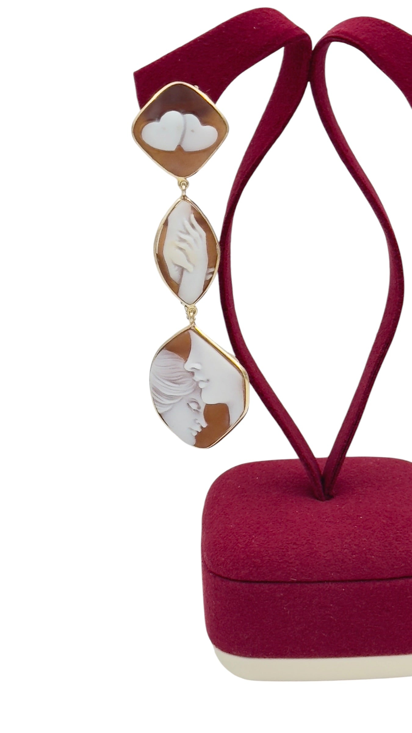 LUCEDEIMIEIOCCHI Monorecchino pendente 3 cammei naturali in argento dorato - LDMO 799 OR