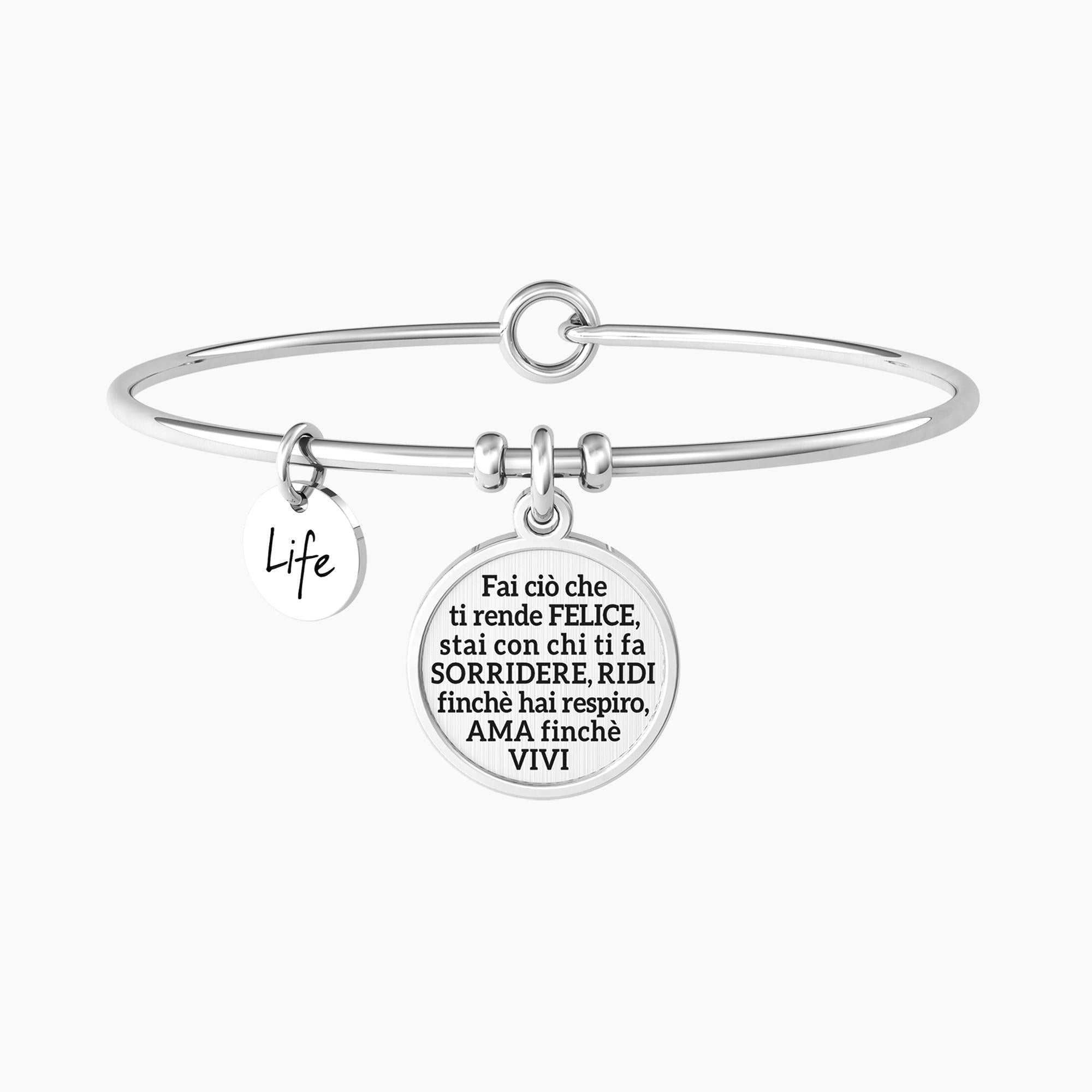 Daughter rigid bracelet with pendant and phrase
 DAUGHTER | HAPPINESS - 732230