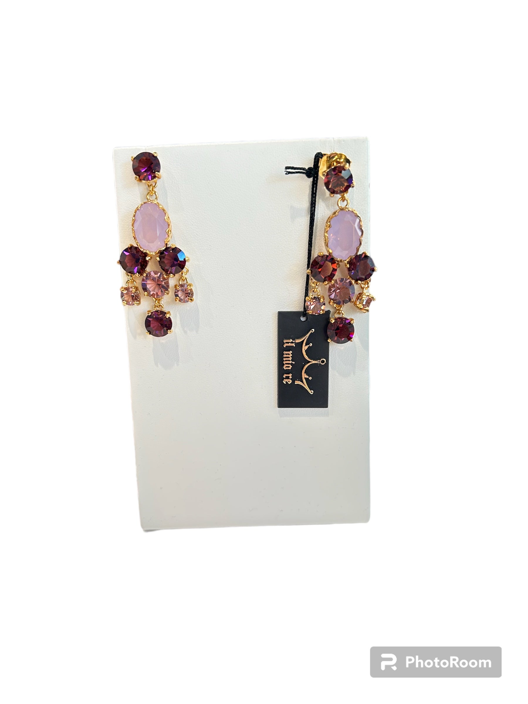 IL Mio Re - Earrings with rose quartz and amethyst in gilded bronze - ILMIORE OR 050