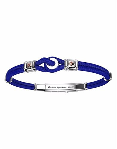 Bracelet Argenté avec Tissu Bleu - EXB519R-BL