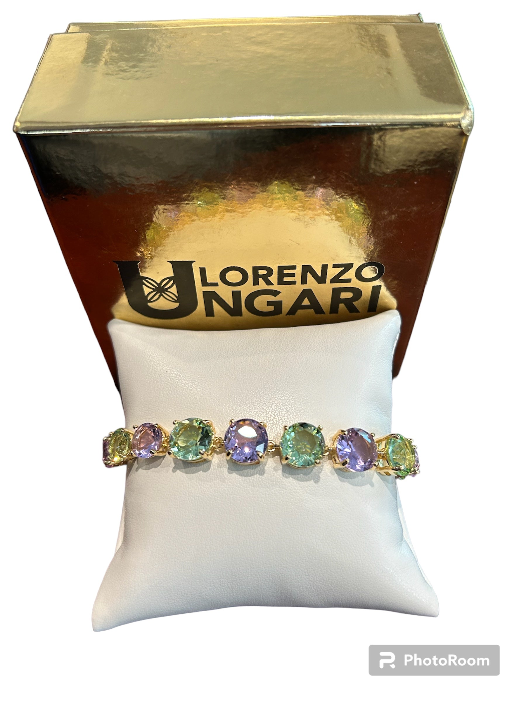 IL Mio Re - Bracelet en bronze doré avec pierres violettes et vert d'eau - ILMIORE BR 021 ACQ