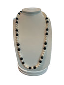 Collier de perles japonaises noires et blanches - PCL2696