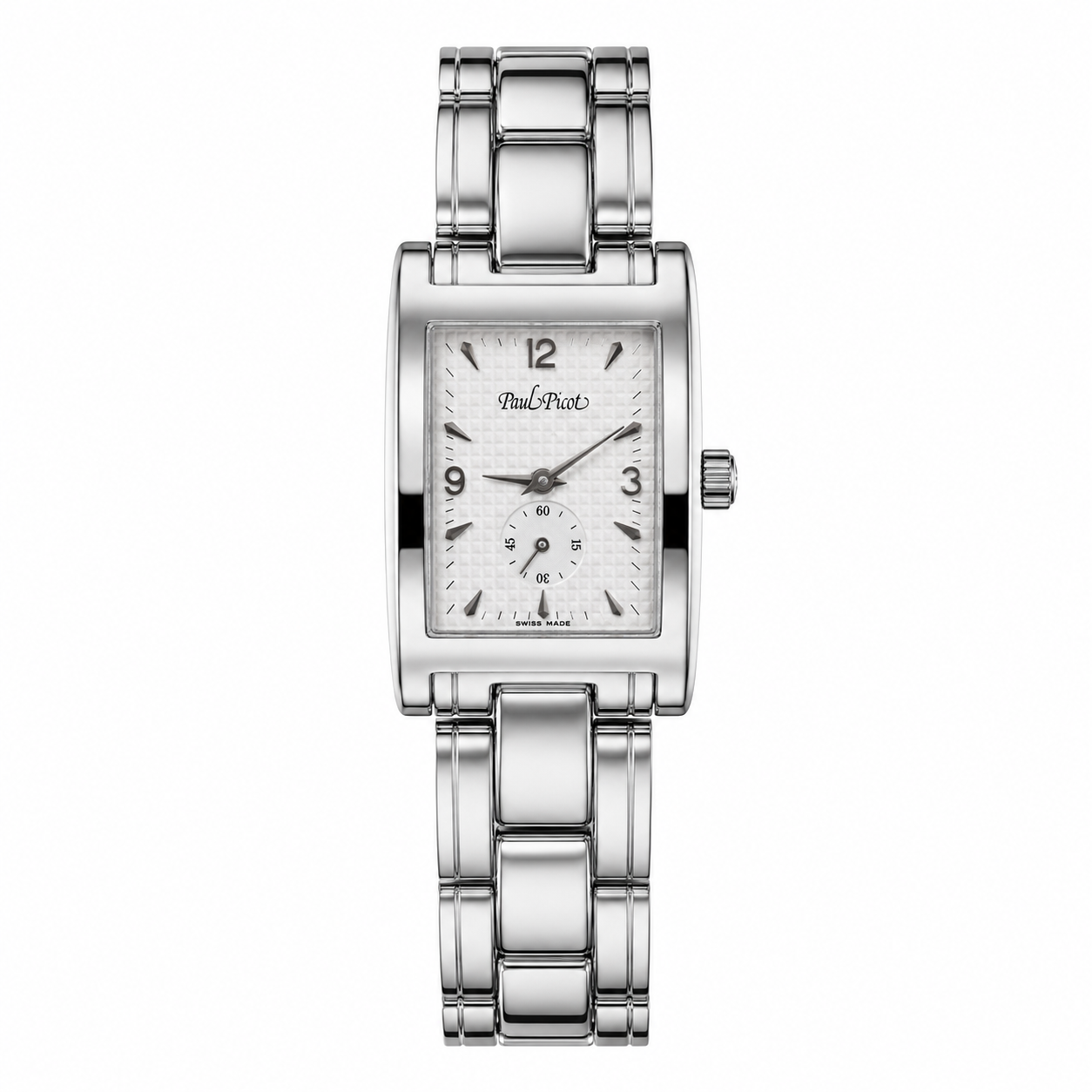 Orologio Paul Picot Brooklyn Lady Acciaio 32 x 19 mm — Quadrante bianco guilloché con piccoli secondi — Quarzo svizzero — NOS - 4033/BIANCO