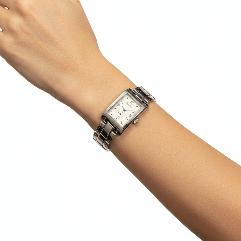 Orologio Paul Picot Brooklyn Lady Acciaio 32 x 19 mm — Quadrante bianco guilloché con piccoli secondi — Quarzo svizzero — NOS - 4033/BIANCO
