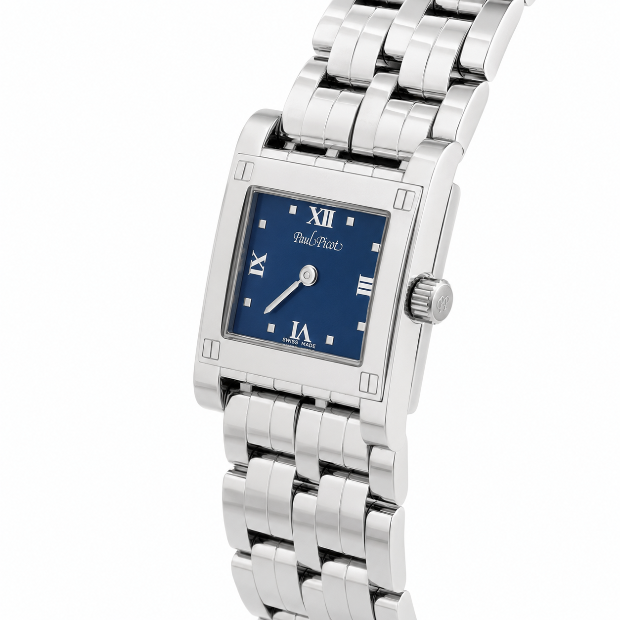 Orologio Paul Picot Cosmopolitan Lady — Quadrante blu con numeri romani — Quarzo svizzero — NOS, 22mm - 4088/B