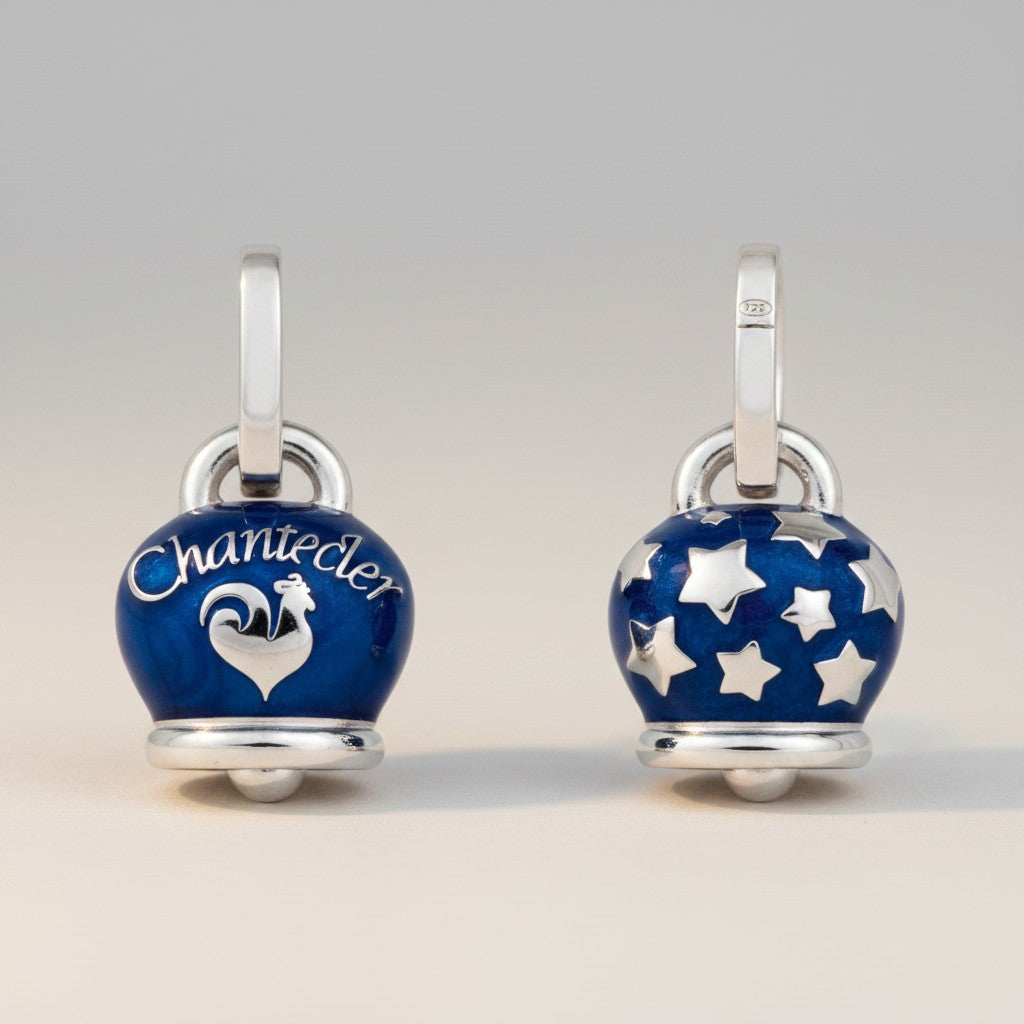 Ciondolo Chantecler campanella media in argento e smalto blu perlato - 31760