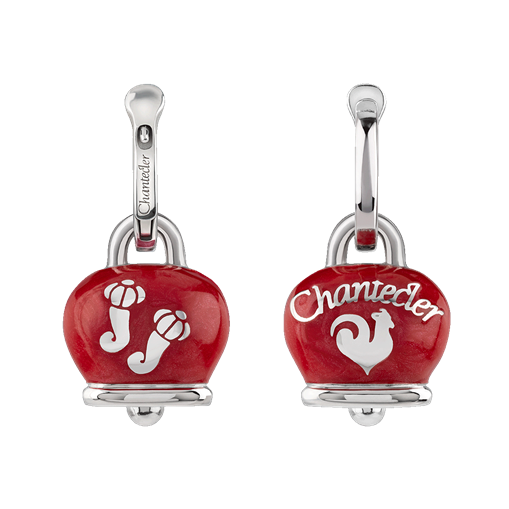Orecchini Chantecler campanella media in argento e smalto rosso - 41824