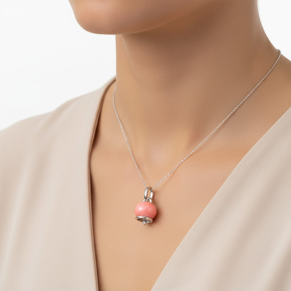 Ciondolo Chantecler Campanella medio in argento, color quarzo rosa - 43005