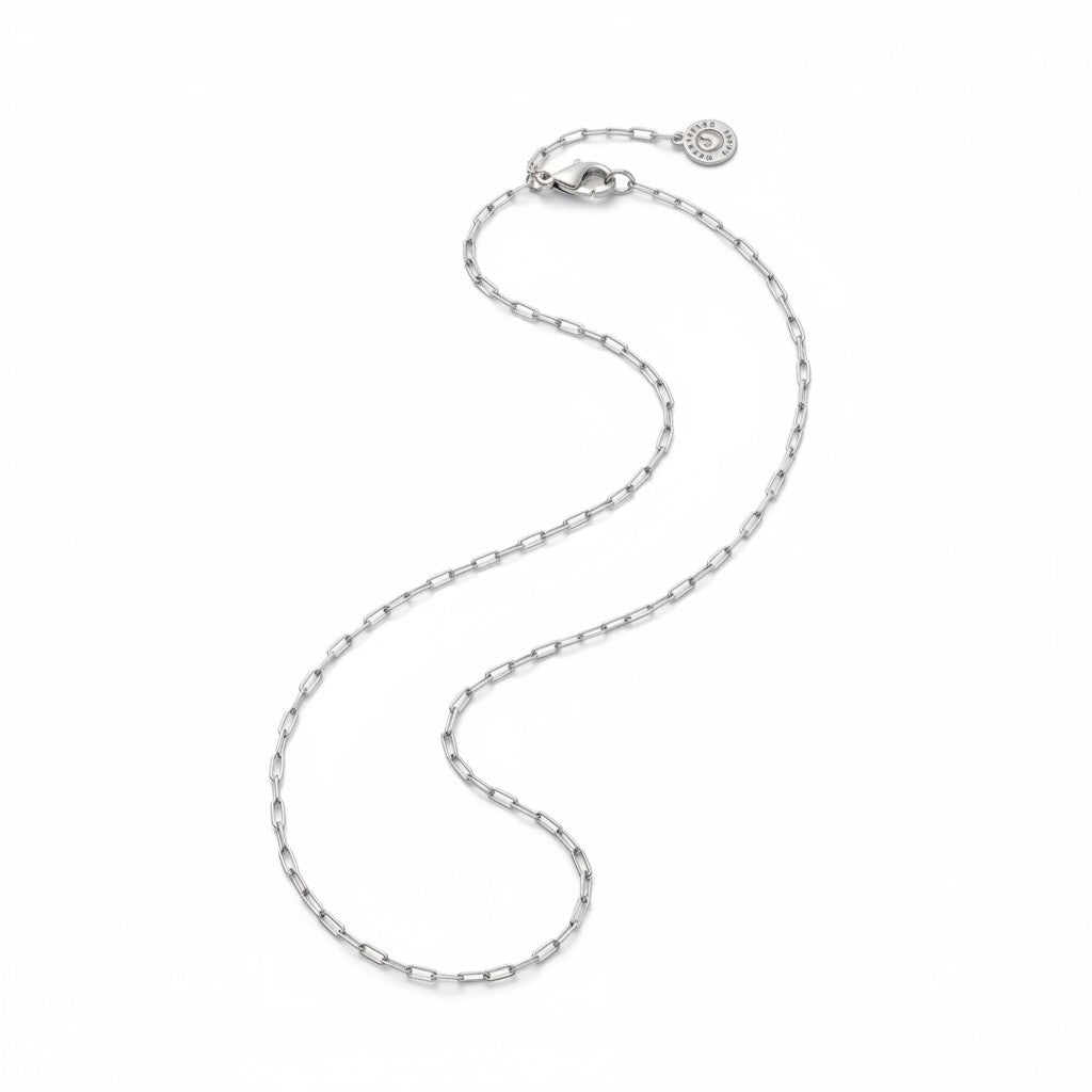 Medium chain 52-55cm rectangular link in silver with Chantecler logo - Cod. 43010