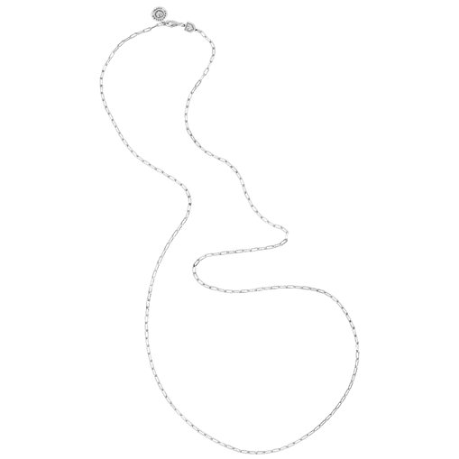Catena lunga 80 cm maglia rettangolare in argento con logo Chantrecler - Cod. 43011