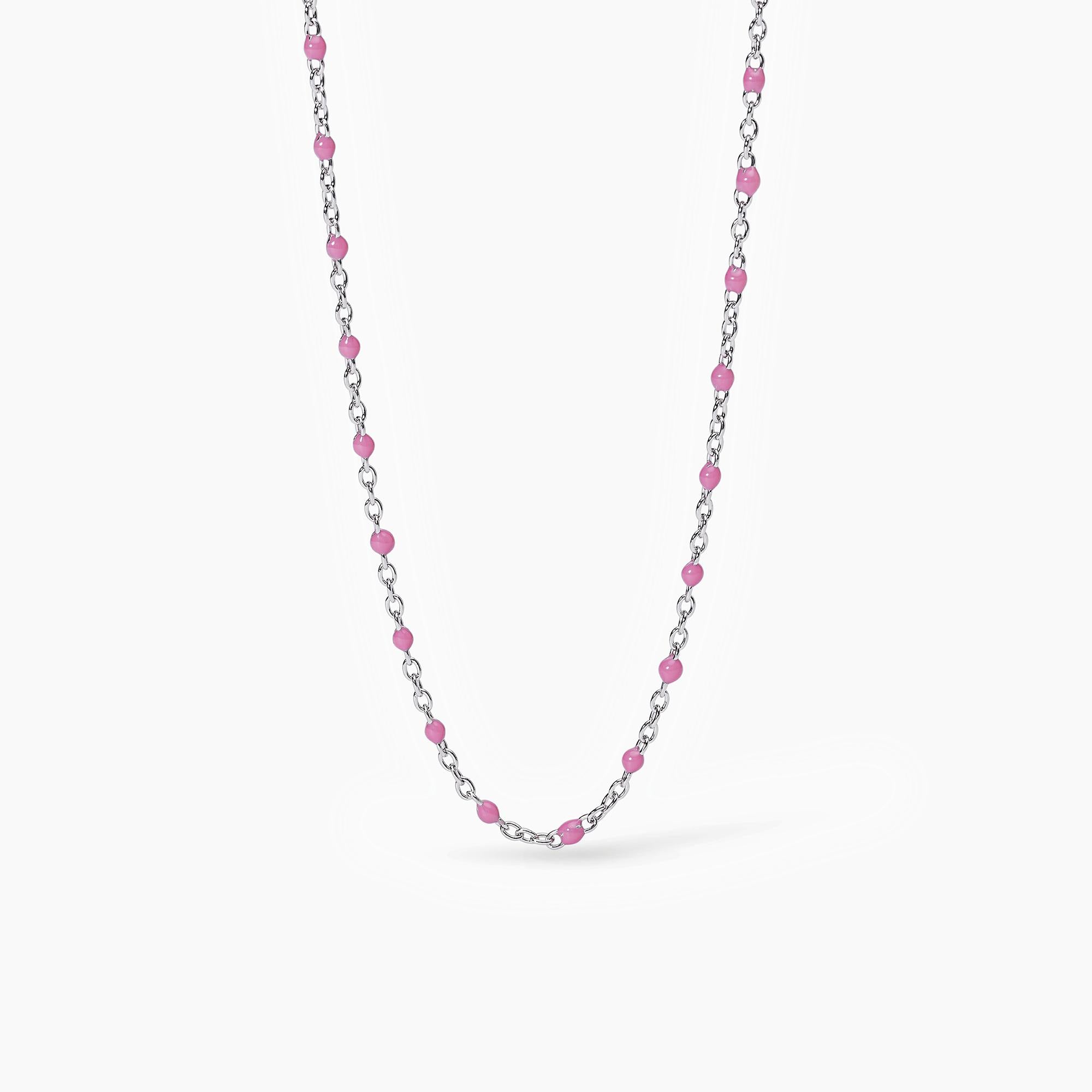 Mabina Junior - Silver choker with pink enamelled inserts CANDY - 553557