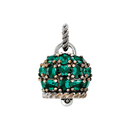 Ciondolo Chantecler Campanella  grande con siamiti verde smeraldo su argento brunito e diamante - 44319