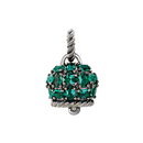 Ciondolo Chantecler Campanella  medio con siamiti verde smeraldo su argento brunito e diamante - 44321