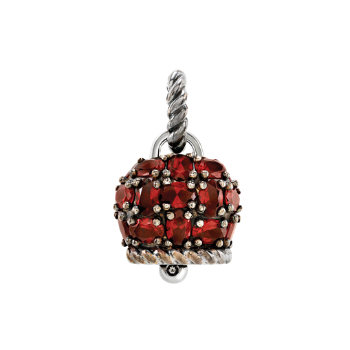 Ciondolo Chantecler Campanella  medio con siamiti rosso rubino su argento brunito e diamante - 44322