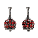 Orecchini Chantecler Campanella  medi con siamiti rosso rubino su argento brunito e due diamanti - 44324