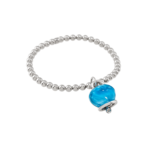 Bracciale elastico Chantecler Campanellla media, color topazio azzurro su argento su argento - 44332