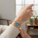 Bracciale elastico Chantecler Campanellla media, color topazio azzurro su argento su argento - 44332