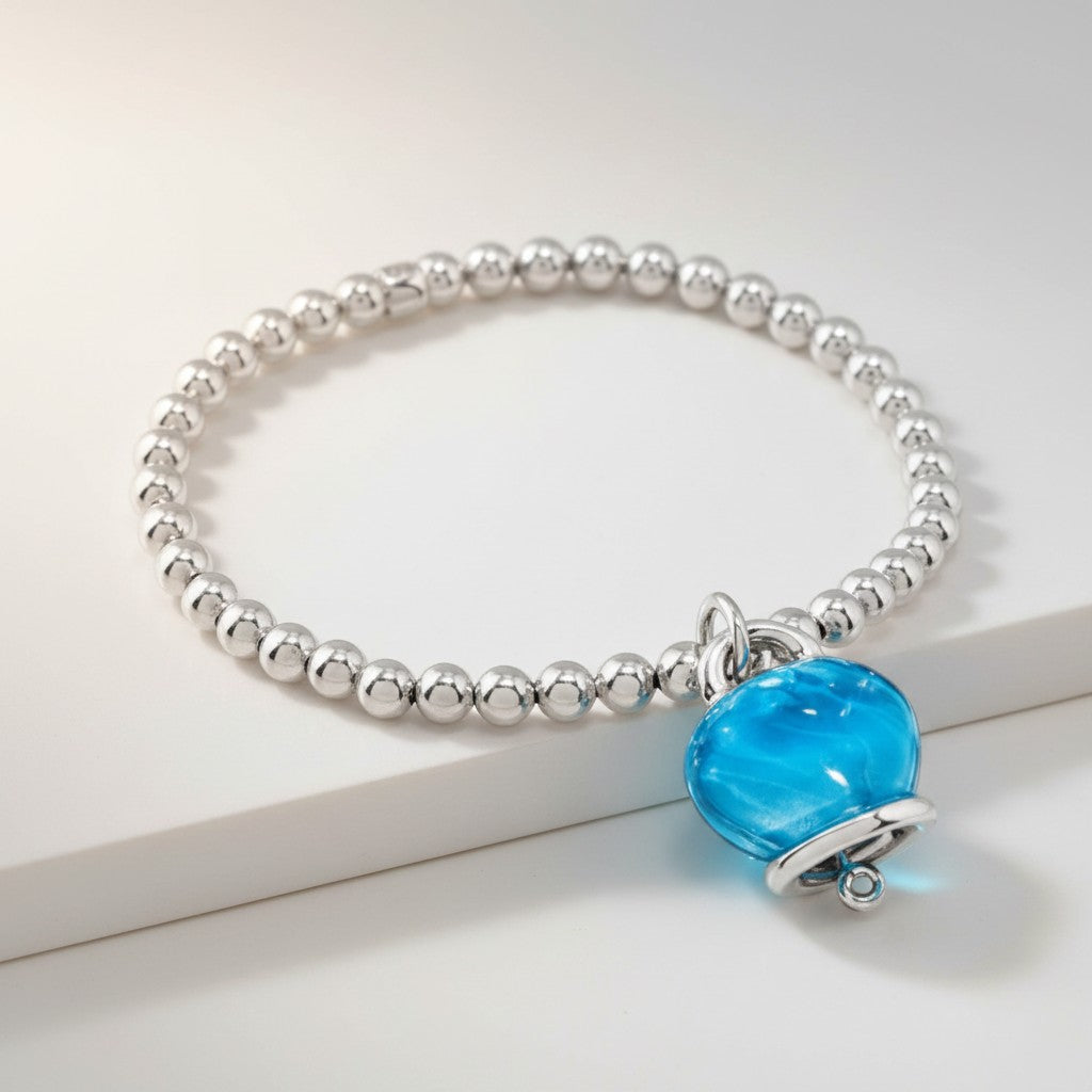 Bracciale elastico Chantecler Campanellla media, color topazio azzurro su argento su argento - 44332