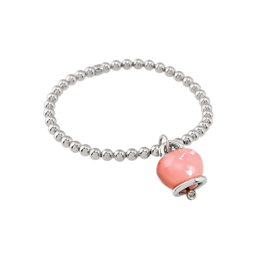 Bracciale elastico Chantecler Campanellla media, color quarzo rosa  su argento - 44333