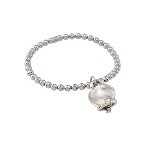 Bracciale elastico Chantecler Campanellla media,  color cristallo di rocca su argento - 44334