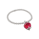 Bracciale elastico Chantecler Campanellla media, color borgogna su argento - 44335