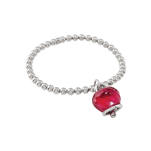 Bracciale elastico Chantecler Campanellla media, color borgogna su argento - 44335