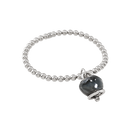 Bracciale elastico Chantecler Campanellla media, color nero su argento - 44336
