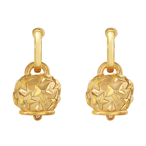 Orecchini Chantecler in argento dorato medi con stelle sbalzate a mano - 44358