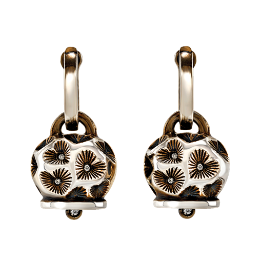 Orecchini Chantecler in argento, medi, con cuori incisi a mano - 44361