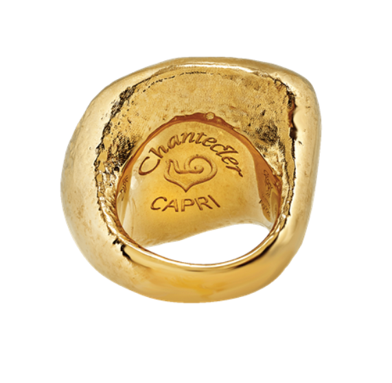 Anello Chantecler in argento DORATO, COLLEZIONE Enchanté, inciso e sabbiato a mano - 44362