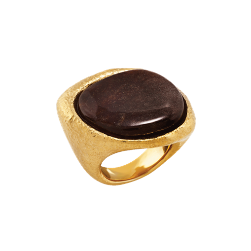 Anello Chantecler in argento DORATO, COLLEZIONE Enchanté, inciso e sabbiato a mano - 44362