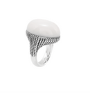 Anello in argento Chantecler collezione Capriness  in argento e cabochon in marmo italiano "Acquabianca della Garfagnana" - 44699