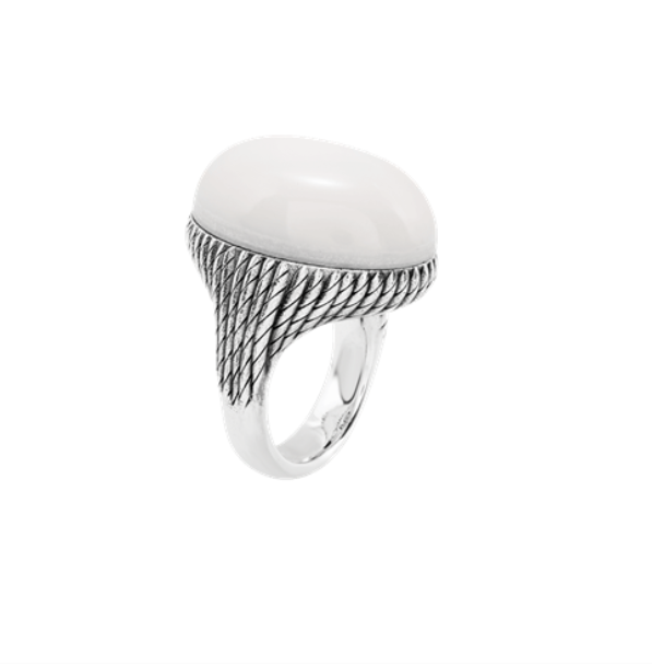 Anello in argento Chantecler collezione Capriness  in argento e cabochon in marmo italiano "Acquabianca della Garfagnana" - 44699