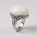 Anello in argento Chantecler collezione Capriness  in argento e cabochon in marmo italiano "Acquabianca della Garfagnana" - 44699