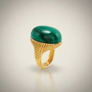 Anello in argento Chantecler collezione Capriness,  in vermeil e cabochon in malachite - 44700