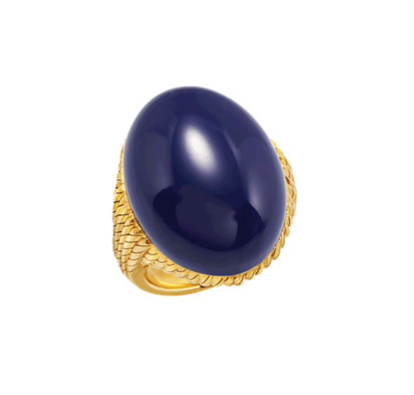 Anello in argento Chantecler collezione Capriness in vermeil e cabochon in lapis - 44701