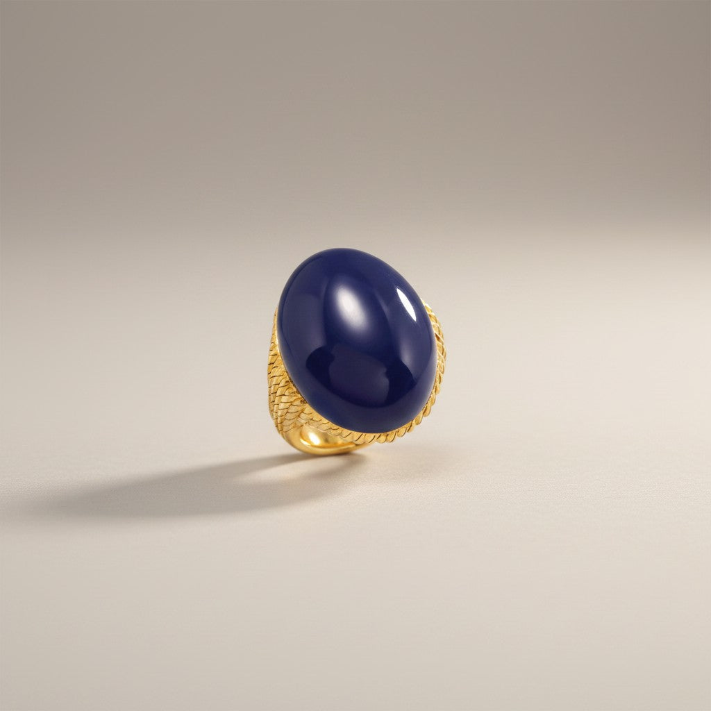 Anello in argento Chantecler collezione Capriness in vermeil e cabochon in lapis - 44701