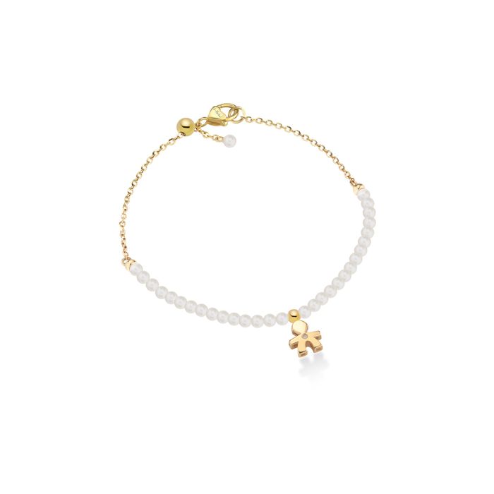 LE PERLE  BRACCIALE BIMBO ORO GIALLO, PERLE E DIAMANTE - LBB822