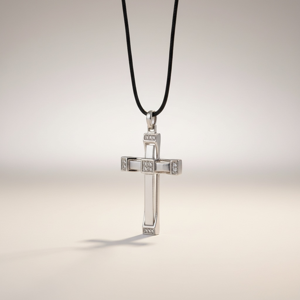 Ciondolo Zancan Croce in oro bianco 18kt e diamanti, 0.14ct - EPE082B