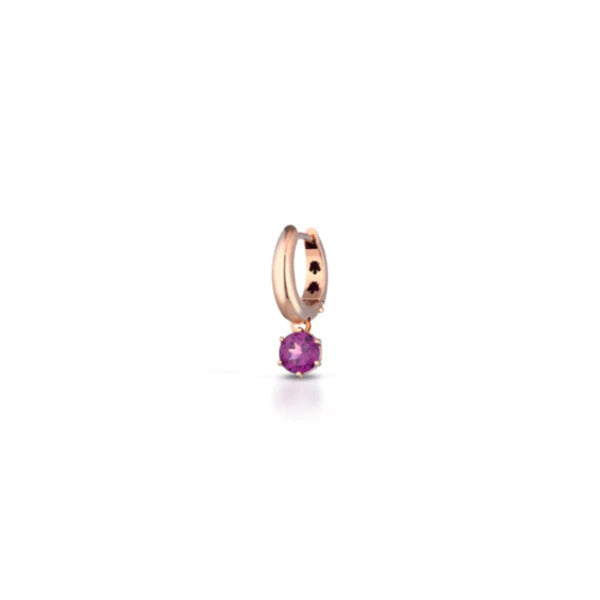 ROSE GOLD SINGLE EARRING WITH RODOLITE CHARM - NKT360