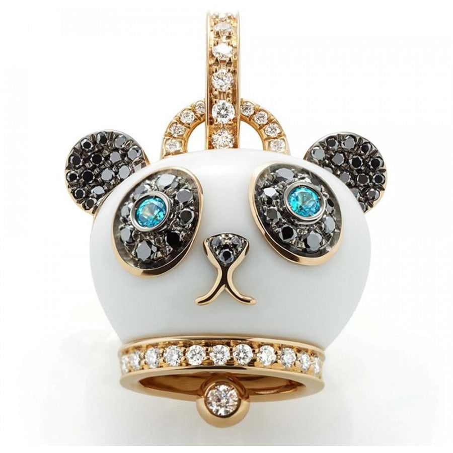 Campanella Panda pendant in rose gold, kogolong, diamonds and tourmaline - 36285