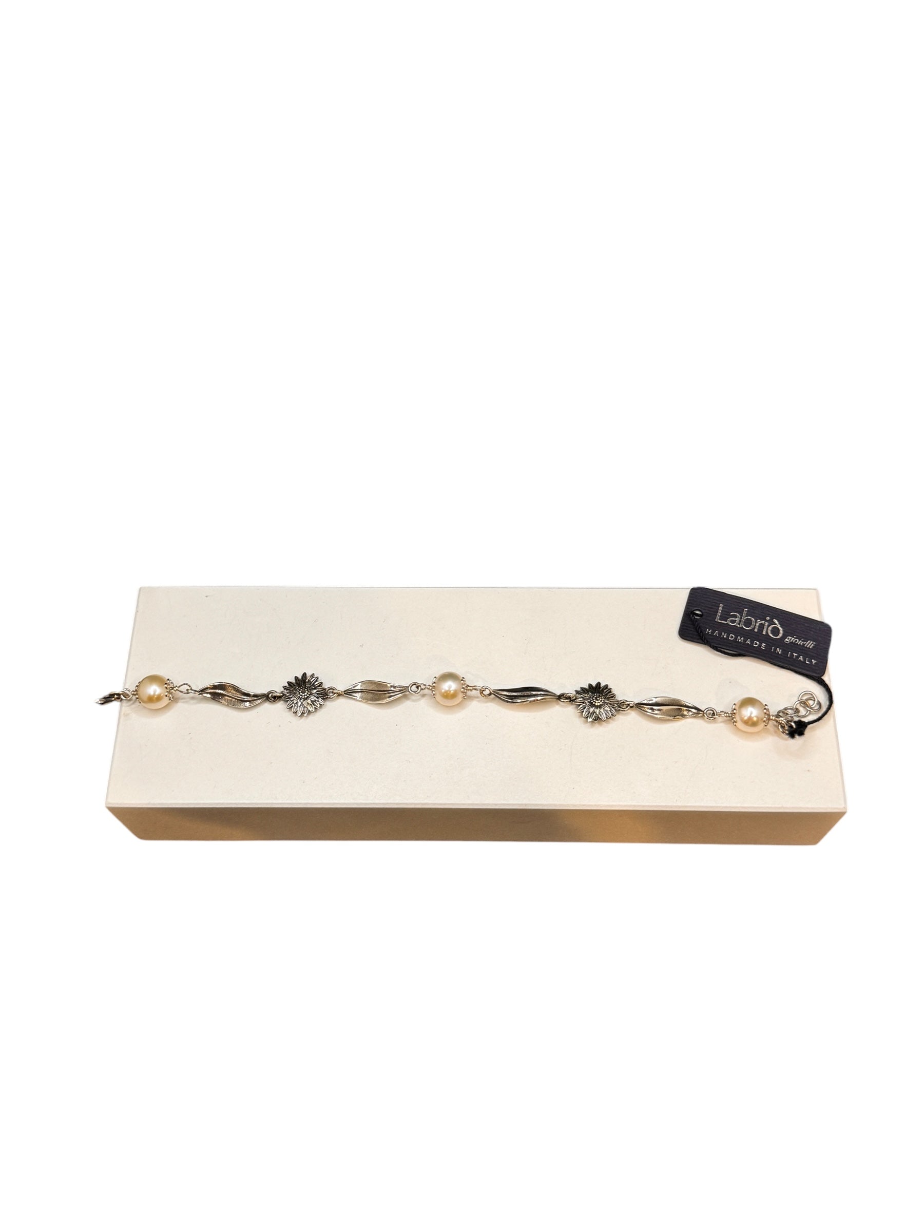 BRACCIALE LABRIOLA CON PERLE FRESH WATER E MARGHERITE IN ARGENTO - 2244