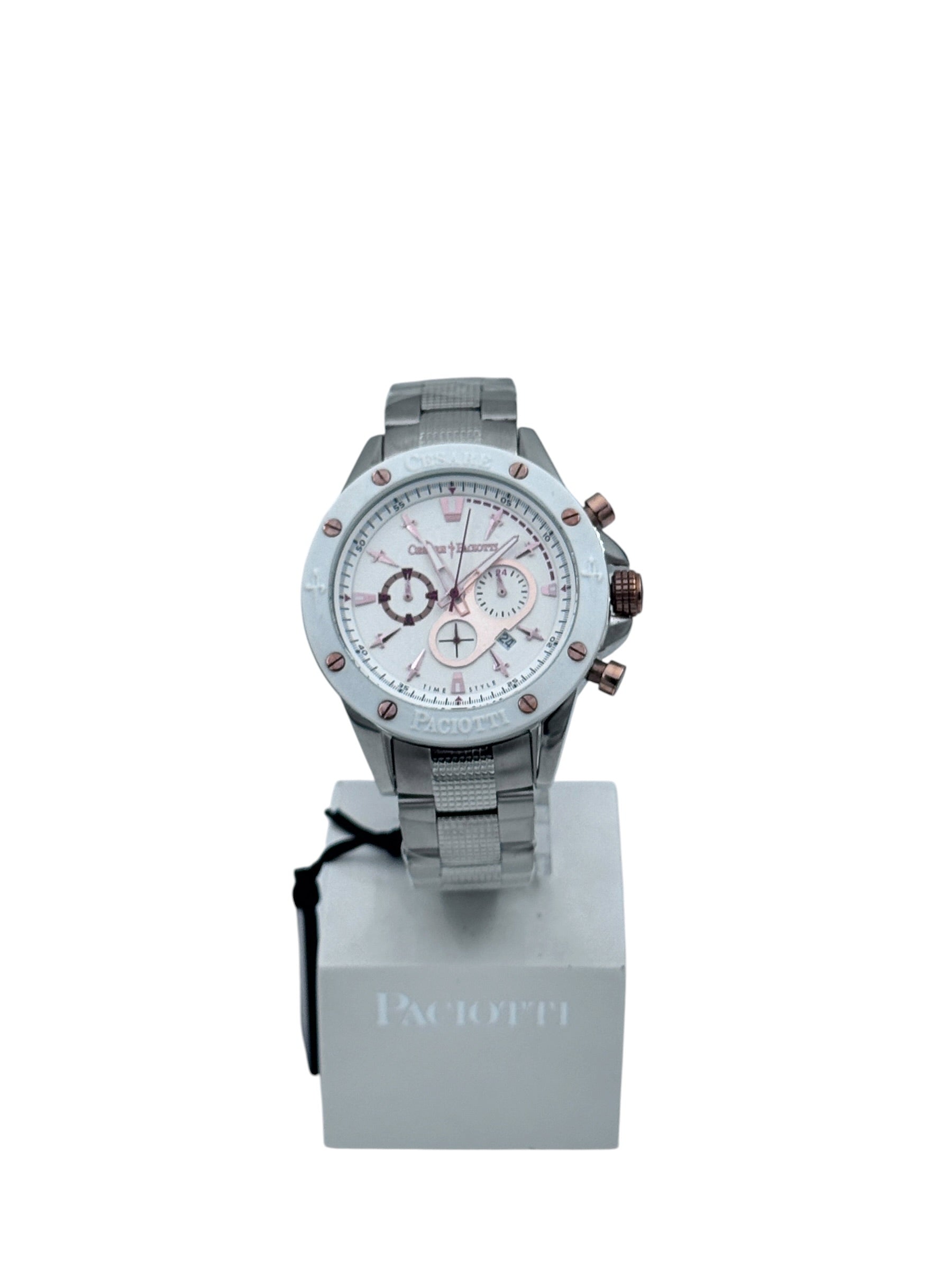 Orologio Cesare Paciotti, White Frozen, quadrante bianco al quarzo, 45mm - TSCR068