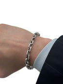 Bracciale Barakà in argento 925, maglie larghe a catena e diamante nero sulla chiusura - BR233052