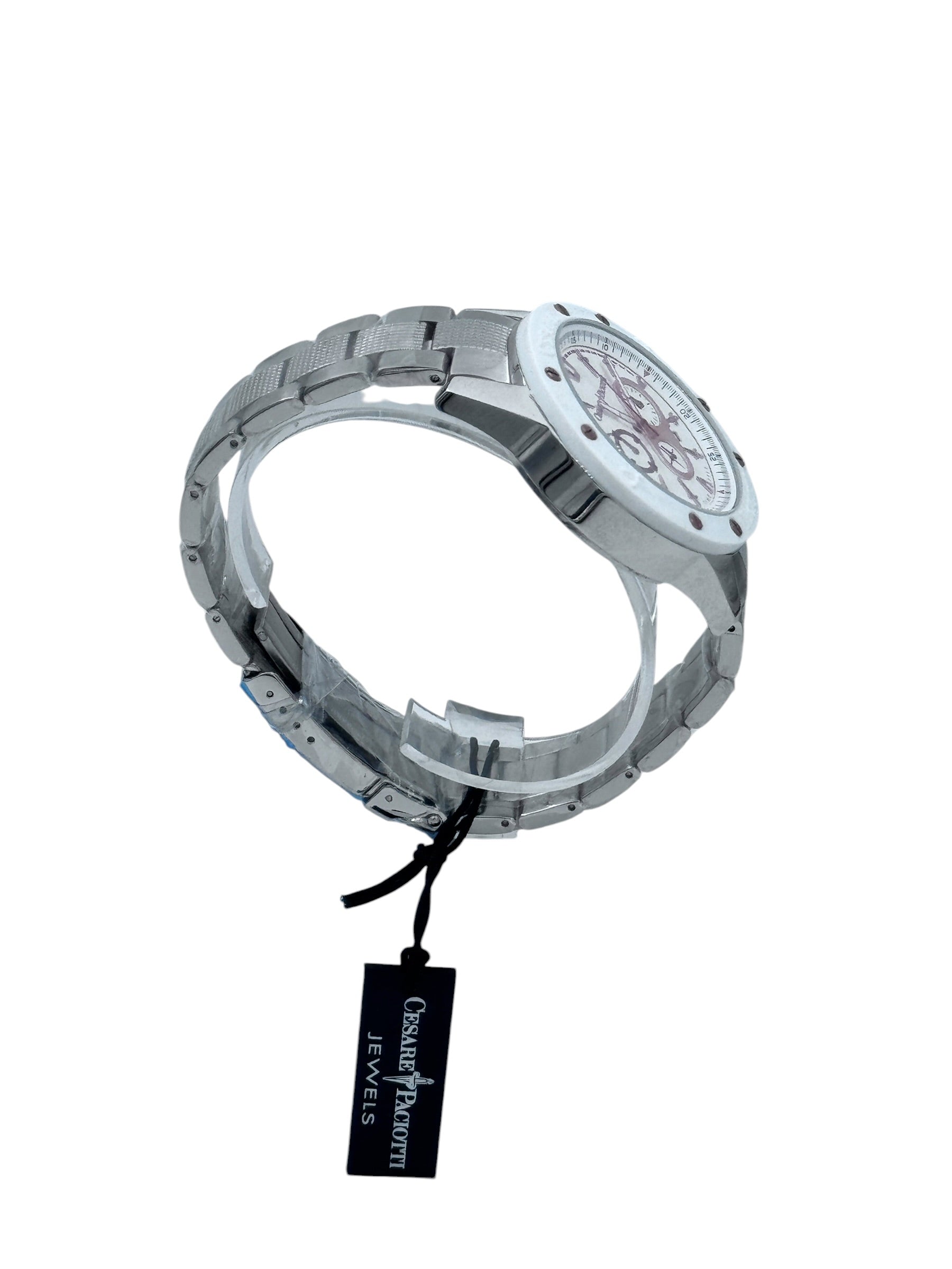 Orologio Cesare Paciotti, White Frozen, quadrante bianco al quarzo, 45mm - TSCR068
