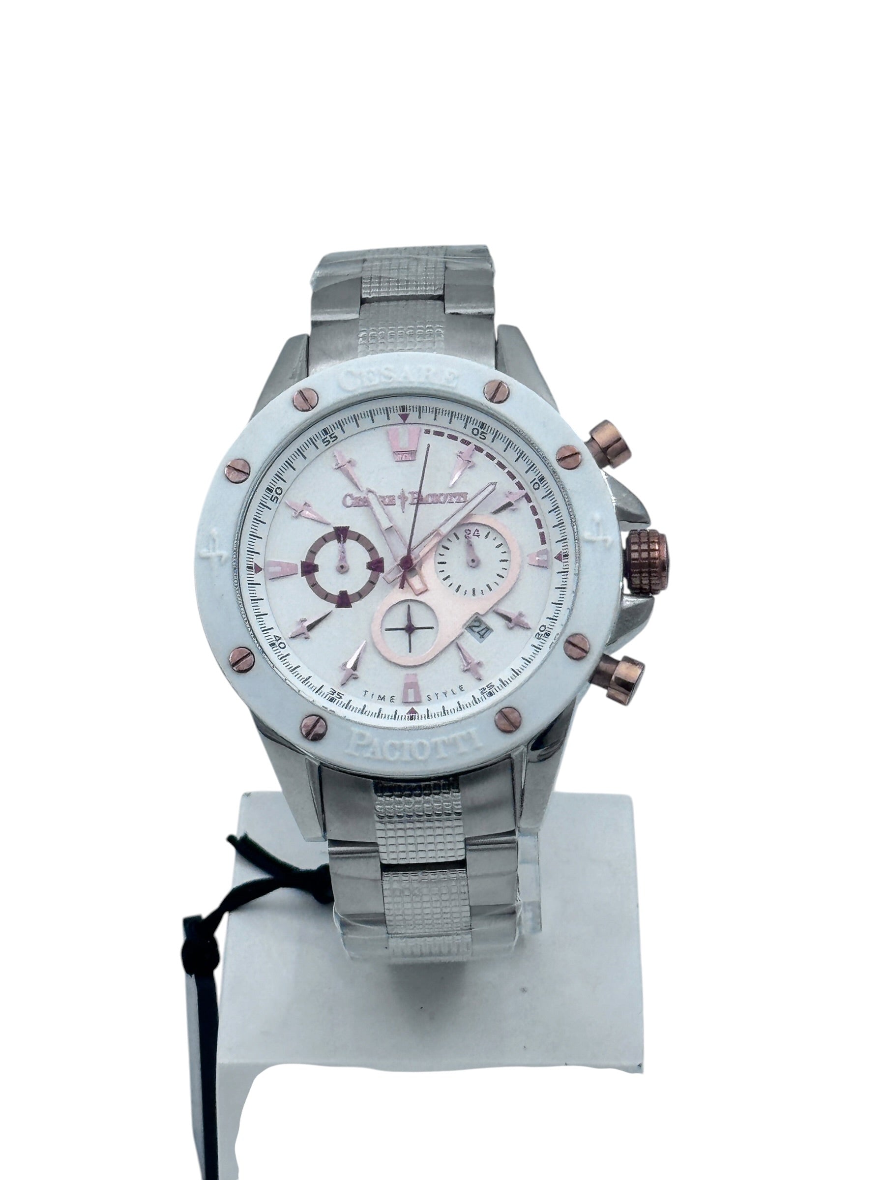 Orologio Cesare Paciotti, White Frozen, quadrante bianco al quarzo, 45mm - TSCR068