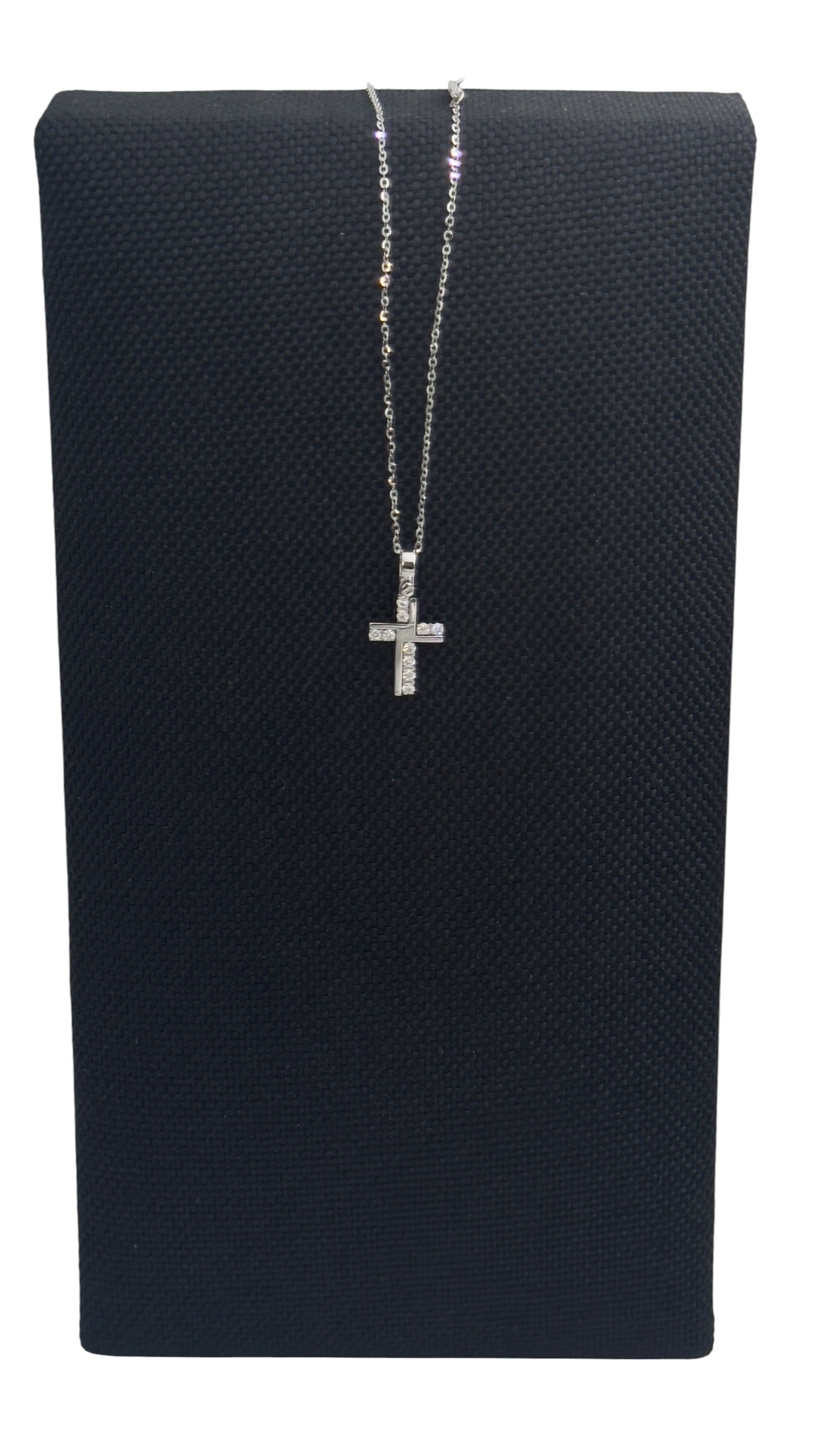 Collana Zancan con croce da uomo in oro bianco 18kt e diamanti, 0.23ct - EC911B
