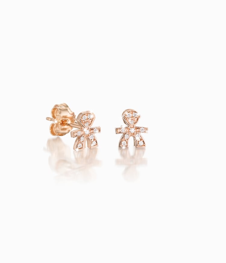 Mono Orecchino Le Bebé - LBB331 Le Briciole In Oro Rosa e Diamanti